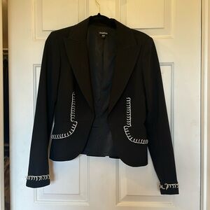 Black with white detailing BEBE blazer, size 6, Good Condition